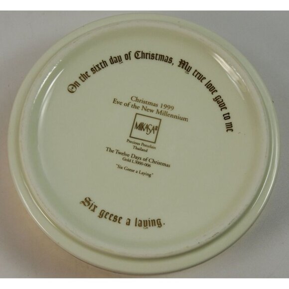 Mikasa Twelve Days of Christmas Round Box Bowl w Lid Six Geese a Laying 1999 - Picture 5 of 5